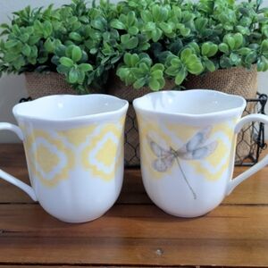 Lenox Butterfly Meadow Dragonfly Mug Tea Cup Set of 2